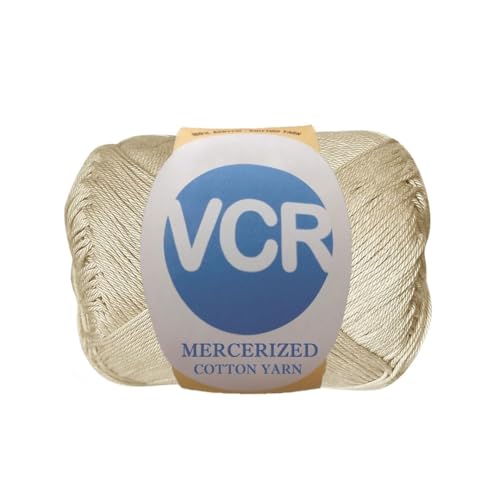 Image of VCR 4 Ply Off White 100% Mercerized Cotton Yarn, 60 Grams Hank, 190 Meters Length, Cotton Combed Ball, Smooth and Glossy Crochet Yarn for Crochet and Knitting, Pack of 1, Suitable for DIY Crafts