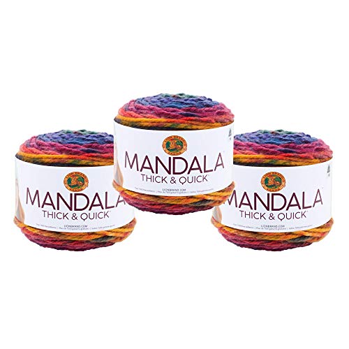 Image of Lion Brand Yarn, Mandala Thick & Quick Yarn, Turbine, Multicolor, 3 Pack | Variegated Super Bulky Acrylic Knit & Crochet Fiber, Baby Projects, Chunky Blankets, Colorful Hats, Scarves