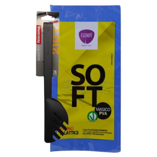 Pinza Spaghetti, Indicato per Pentolame con Rivestimento Antiaderente, Resistente al calore fino a 210 °C, + Panno in Lattice (1 Unità + Panno)