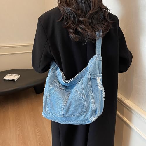 Teclado Denim Messenger Bag Casual Crossbody Chic Shoulder Bag Travel Daypacks3