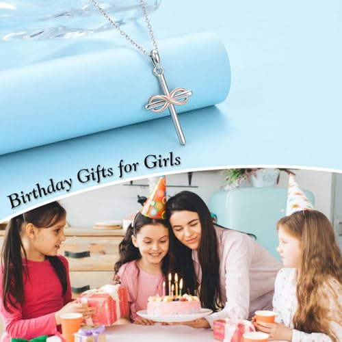 DEKALN 13th Birthday Gifts for Girls, Silver Cross Necklace Pendant with Infinity Symbol, Sister Best Friend Daughter Girls Presents for Her Birthday with Cards