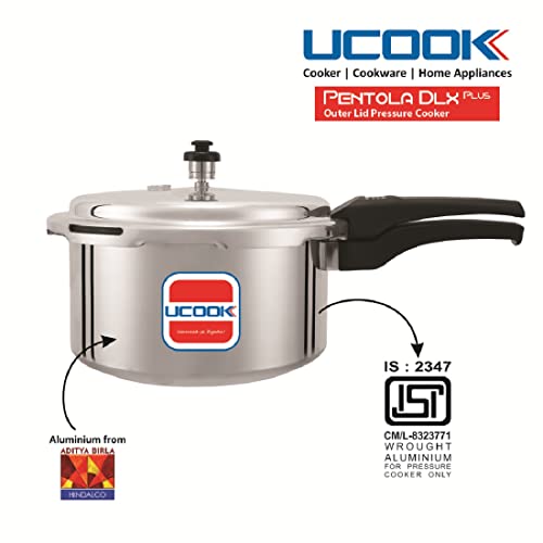 Image of Ucook By United Ekta Group Pentola DLX Plus Aluminium Outer Lid Induction Pressure Cooker, 3 Litre, Silver