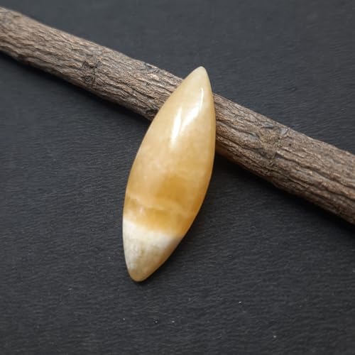 Agate jaune naturelle poire 66 cts cabochon 48x33mm pour la création de bijoux uniques DIY - 5