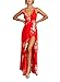 FFLMYUHULIU Women's Strap Floral Print Lace up Backless Deep V Neck Sexy Split Beach Maxi Dress (C034hongse, M)