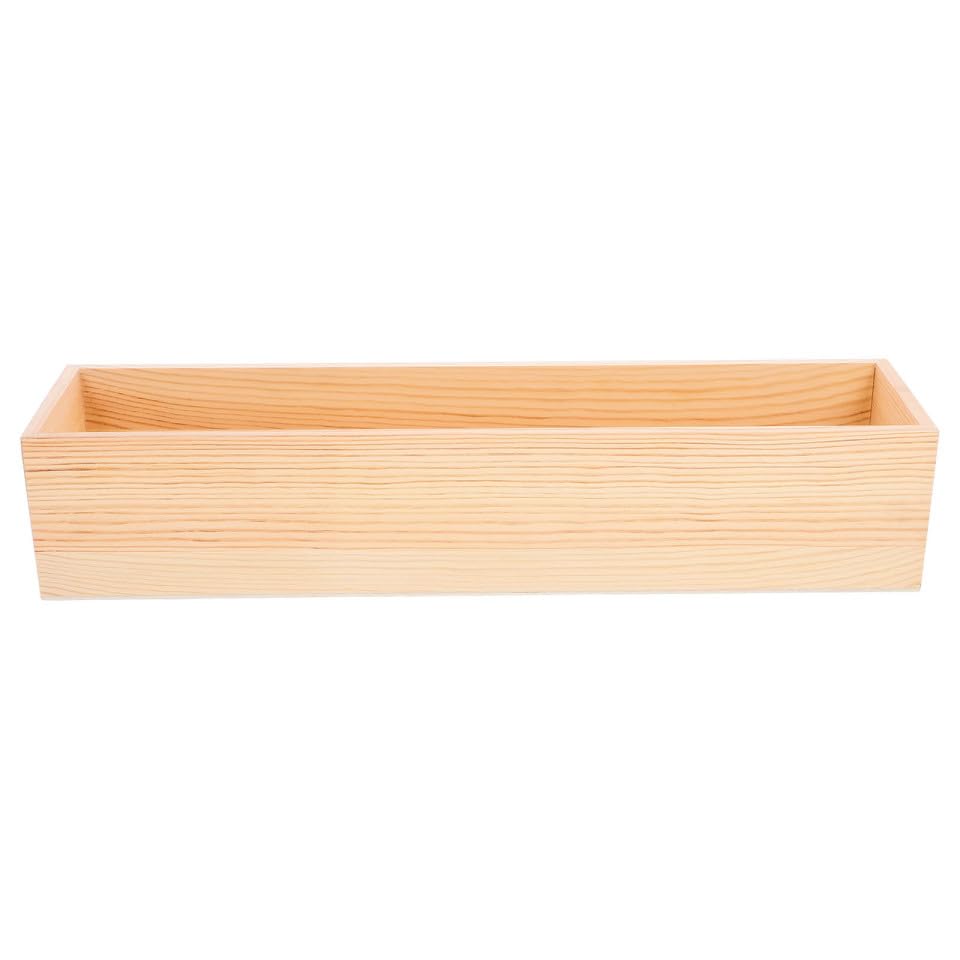 MUCKLILY Wooden Storage Box No Lid Small Organizer Box for Home Office Craft Storage Container Plain Wooden for Desktop Jewelry Display 15.75 X 3.94 X 3.07 in