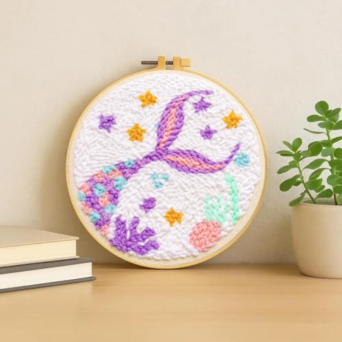Image of Punch Needle Kit for Beginners Adults-Cute Fish Tail, with Video Tutorial