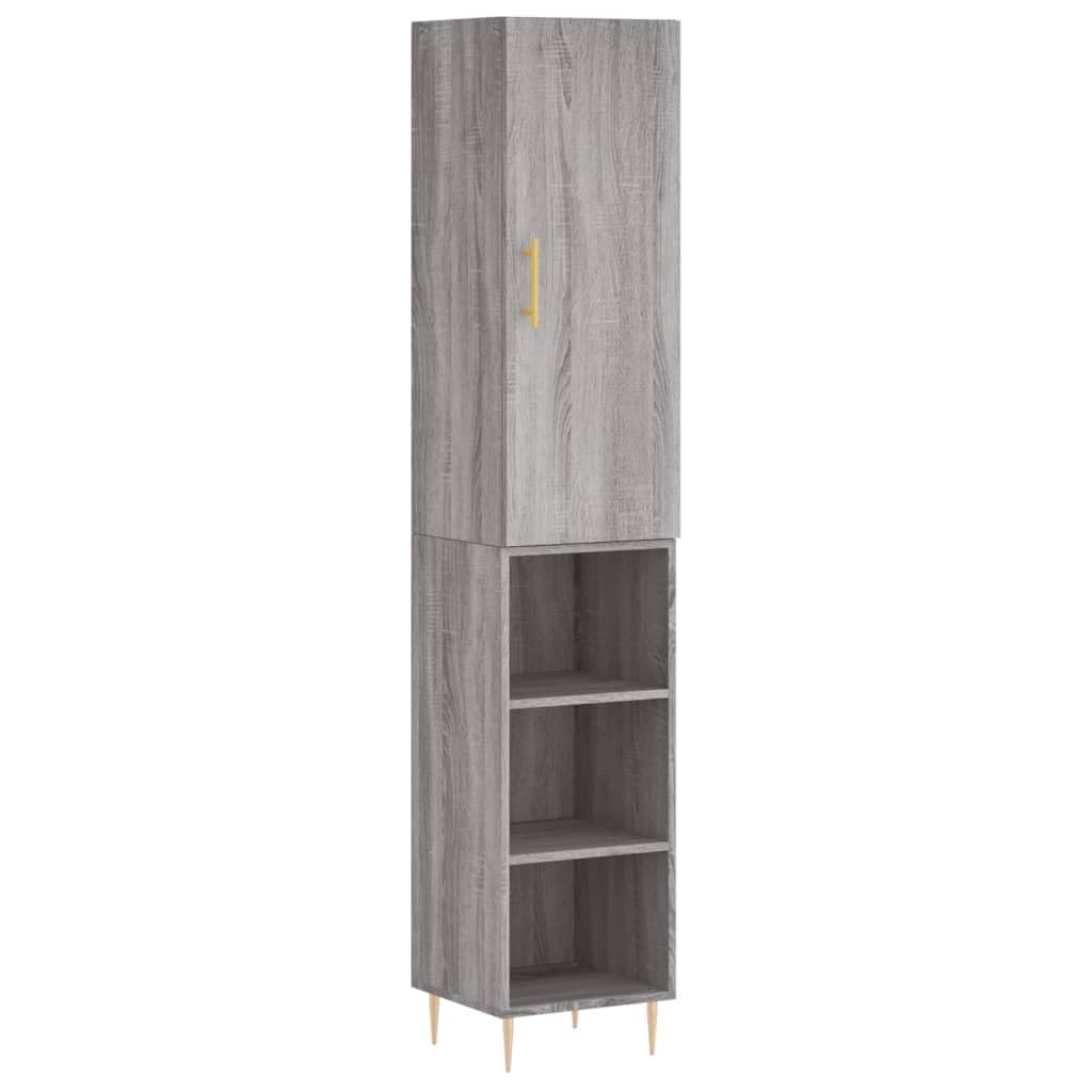 Highboard Sonoma gris solucionando la falta de espacio en pasillo