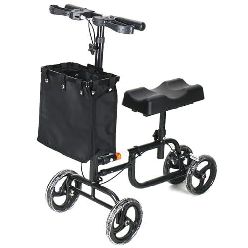 Rollator Walker with Seat Knee Scooters for Foot Injuries Recovery Knee Walker Collapsible and Adjustable Walkers with Seat