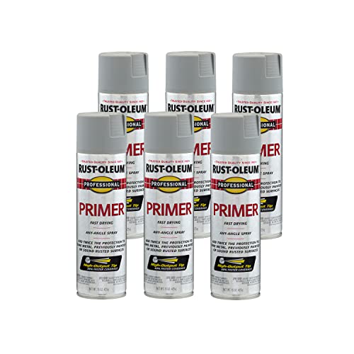 Rust-Oleum 7582838-6PK Professional Primer Spray 15 Oz Flat Gray 6 Pack