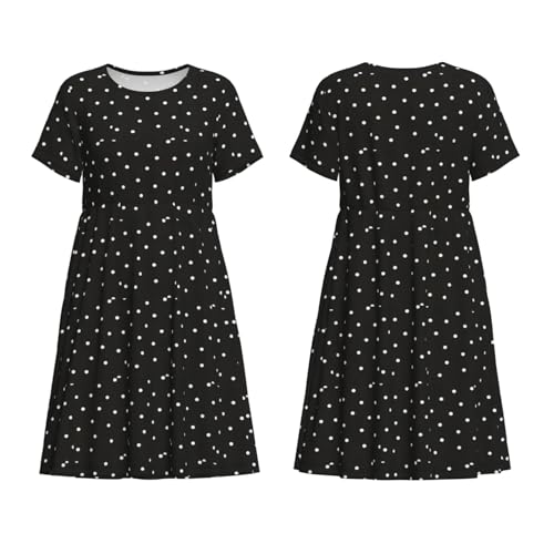 Robe d'été décontractée à pois noirs et blancs pour femme - 6