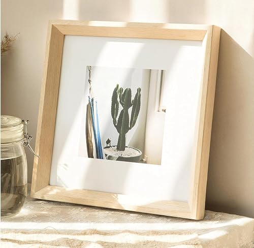 Ziuuihu パイン無垢材正方形壁掛け額縁 無垢材の額縁木製のフォトフレーム結婚式の写真ギフト 正方形のレトロな色 (oak color,30*30cm)