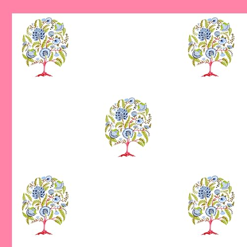 Image of BLOCKS OF INDIA Hand Block Printed 200 TC Cotton King Size Bedsheet (Pink Tree of Life)