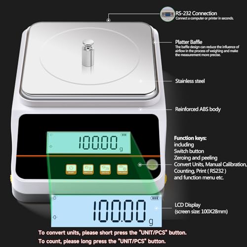 Image of Lab Balance Scale 3000gx0.01g High Precision Electronic Digital Analytical Balance Gram Scale