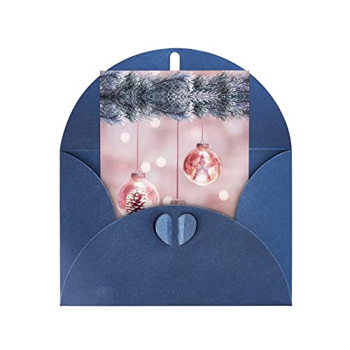 Cartes de vœux boule de Noël rose 10x15 cm en papier nacré pour toutes occasions