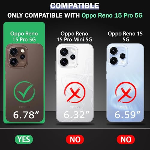 Image of Vegan Leather Wallet Case for Oppo Reno 15 Pro 5G, Premium PU Flip Cover with Card Slot, Magnetic Closure, Kickstand, Slim Durable Design, Privacy Protection - Black