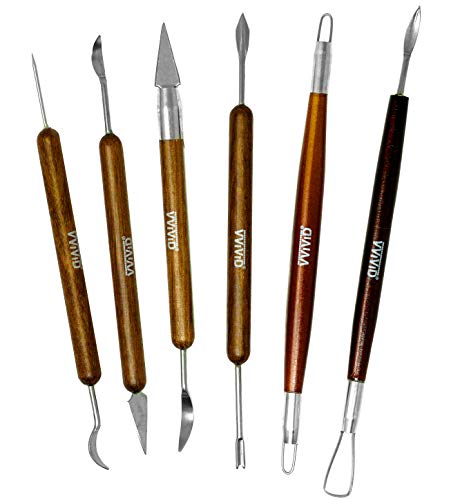 VViViD Sculpt Wooden Handled Double-Ended 6-Piece Pottery & Clay Sculpting Hand Tool Kit - Thumbnail 2