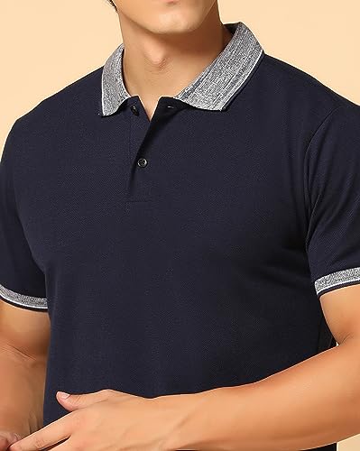 Image of INKKR Men's Solid Polo Collared Neck T-Shirt Combo (Black,Navy)-XS