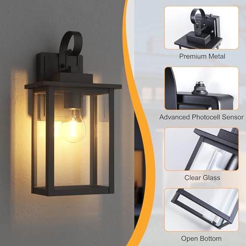 ELEVATEHOME 15" Dusk to Dawn Outdoor Wall Light Fixture, Black by ELEVATEHOME - Used condition - Image 5