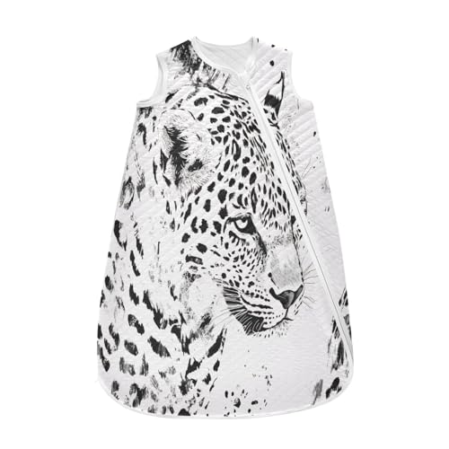 Kigai White Leopard Print Baby Sleep Sack Wearable Blanket Sleeping Bag 2-Way Zipper Soft Swaddle Transition Sack