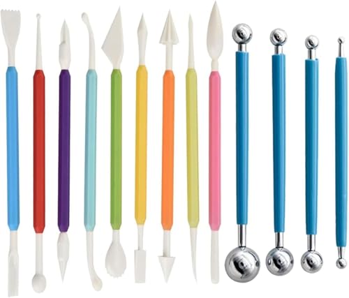 13-Piece Fondant Tool Set for Cake Decoration, Icing Sugar Modelling Tools, Sculpting and Baking Accessories, DIY Kit