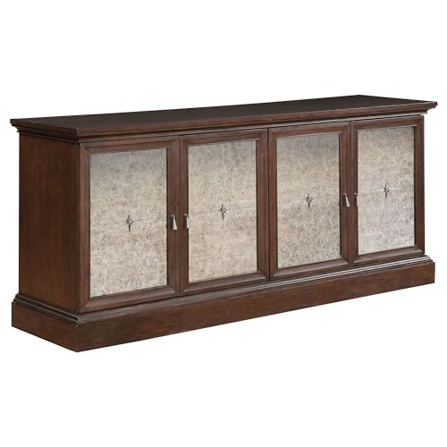 Coaster Home Furnishings - Brockway - 4-Doors Solid Wood Sideboard Buffet Cabinet - Mirrored Storage Sideboard with Doors - Dining Room & Kitchen - 79-Inch - Antique Java - 110315