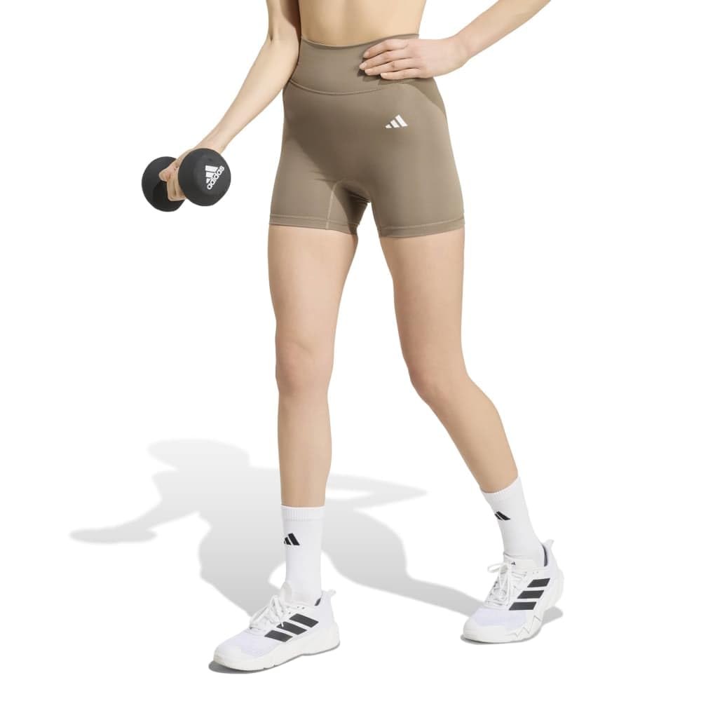 adidas Women's Optime Essentials Workout Short Leggings Tights, Khaki Six, XL