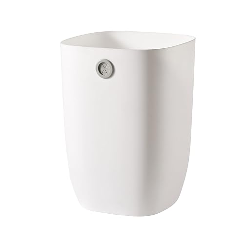 Basurero de baño, cubo de basura blanco con soporte para basura, cubo de basura rectangular de plástico para cocina, dormitorio, sala de estar,