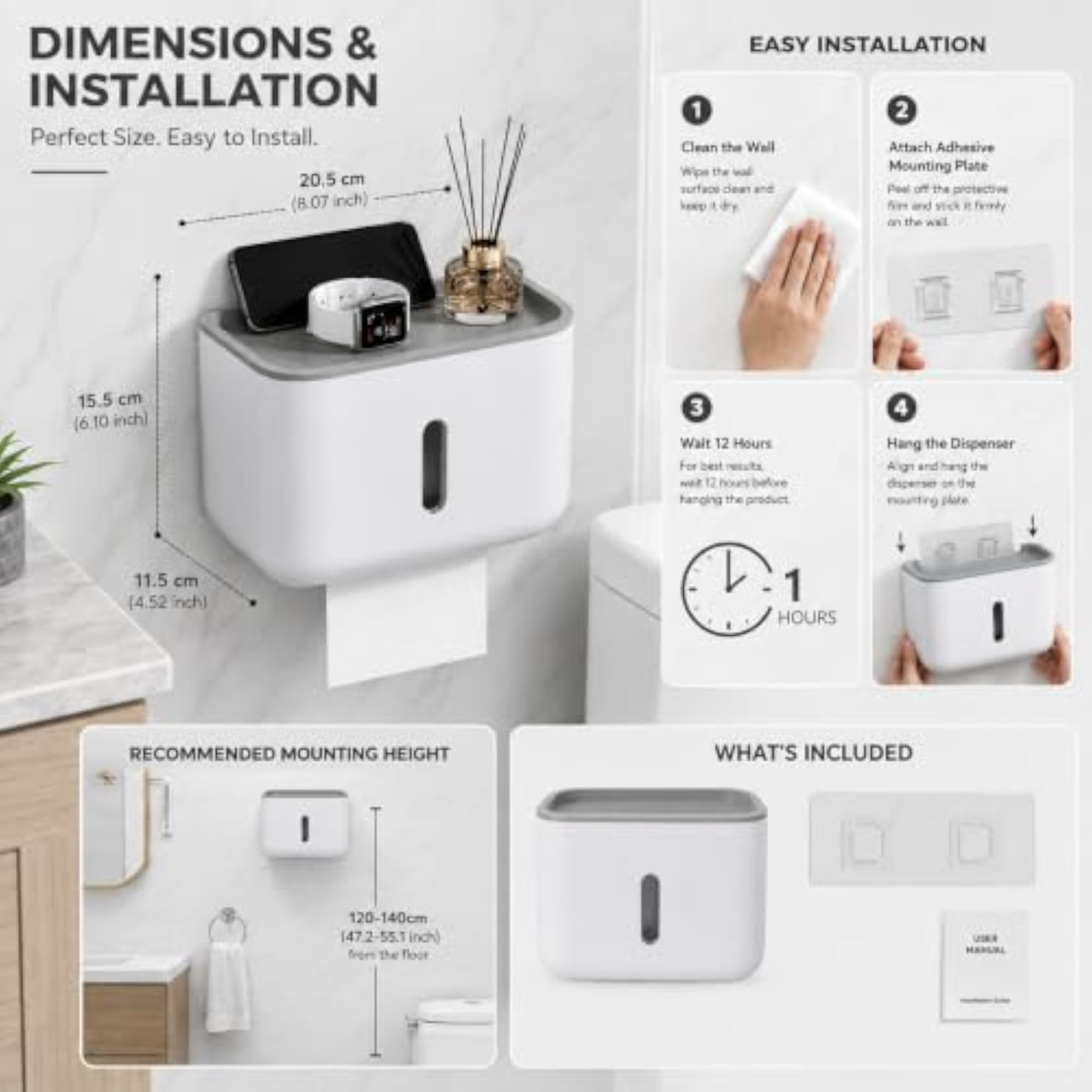 Self Adhesive Toilet Paper Holder with Mobile Stand