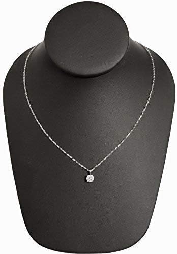 Miniatura 4 de Collar con colgante solitario de plata de ley, cadena de 18 pulgadas (2 cttw, 0.315 in), Plata esterlina, Diamante de imitación, circonita