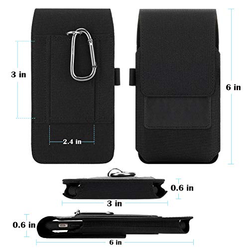Image of BECPLT for iPhone 16 /15 /14 /13 /12 Pro & Galaxy S24 /S23 /S22 /S21 - Nylon Phone Holster with Belt Clip, Loops - Black