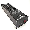 WAudio HiFi Lijnfilter W-4000B, 8 Meervoudige Stopcontacten met Overspanningsbeveiliging en Faselicht, Zwart