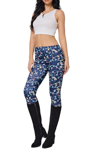 Image of sissycos Women's 80s Leggings Neon Artistic Splash Printed Buttery Soft Stretchy Pants