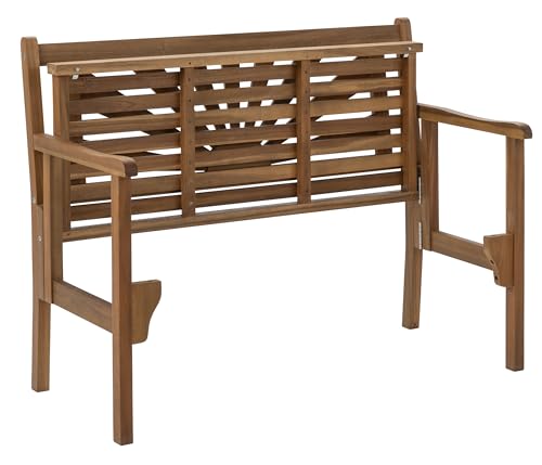 Dehner Gartenbank Sunshine, Klappbank 2-Sitzer, ca. 120 x 91 x 59 cm, FSC®-zertifiziertes Akazienholz, naturbelassen