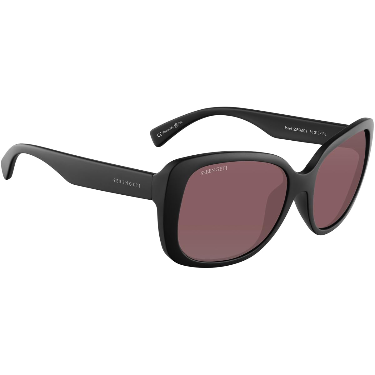 Photo 1 of Serengeti - Joliet Sunglasses, Shiny Black, Mineral Polarized Sedona Lens, Women sunglasses