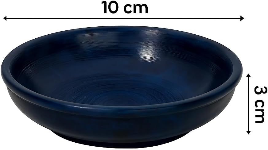 Fireproof Blue Soapstone Scrying/Smudge Bowl/Incense Bowl [Round Diameter 4 inches Hand Painted] Bowl for Smoking on Charcoal