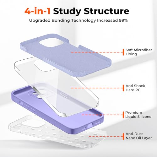 SUPFINE Designed for iPhone 14 Case,Premium Liquid Silicone with [Soft Anti-Scratch Microfiber Lining][Upgraded Camera Protection] Slim Shockproof Phone Case for Men Women Girls,Light Purple - image 3
