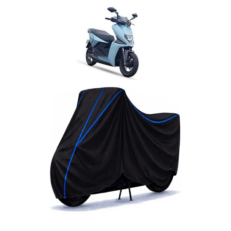 Image of Scooty Cover Water Resistant for 450s Electric | Universal Scooter & Bike Cover | Heavy Duty UV Dust, Rain & Scratch Protection | Elastic Fit All Weather Indoor Outdoor | Black with Blue Piping
