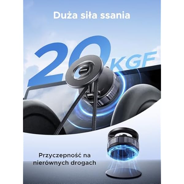 UGREEN Автомобильный держатель для мобильного телефона Magsafe с вакуумной присоской и магнитами N52 поворотный на 360 без клея с базовой подкладкой совместим с iPhone 17 16 15 14 Pro Max