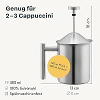 SILBERTHAL Milchaufschäumer Manuell Edelstahl - 400ml - Perfekter Milchschaum dank doppeltem Sieb und speziellem Drückmechanismus – Ansicht 6