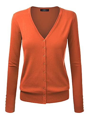 Image of MBJ WSK780 Womens Keep It Classic V Neck Cardigan XXL Rust