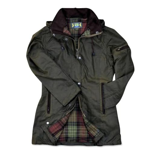 Romneys Damen-Wachsjacke New Ashdown - Robuste Wind- und wasserdichte, tailliert geschnittene Regenjacke inklusive Kapuze (oliv, L)
