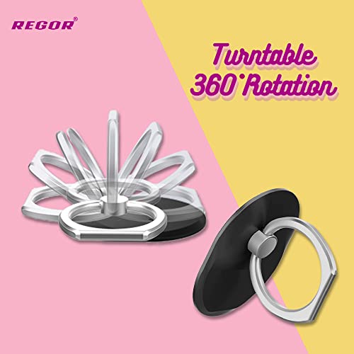 Image of Regor Finger Grip & Mobile Holder | Cell Phone Grip for Hand & Back | Selfie & Works as iPhone & Android Phone Stand for Desk - Oval Black