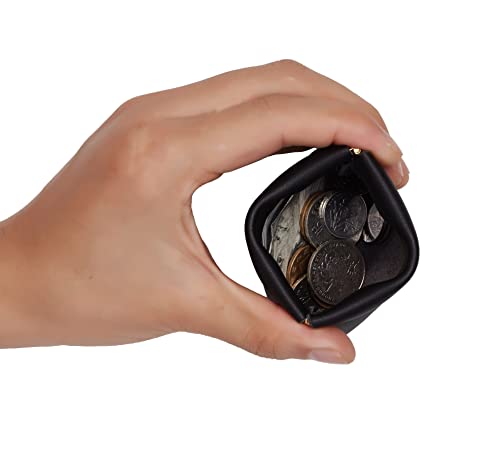 Travelambo Leather Squeeze Coin Purse Pouch Change Holder For Men & Women