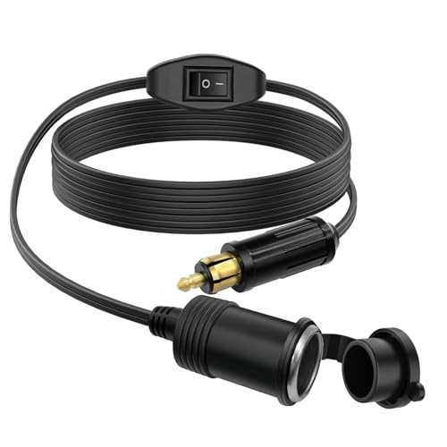 Hoembpn 90cm Prise Din Mâle Européenne Adaptateur Allume-Cigare Rallonge avec Interrupteur,12V/24V Din Mâle Plug Vers Prise Allume Cigare Standard Femelle Câble...
