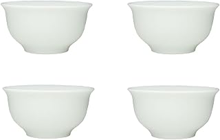 Liang baobao Chinese Traditional Tea Tasting Cup Set of 4, 40ml White Porcelain Mini Cups for Gongfu Tea Ceremony (White)