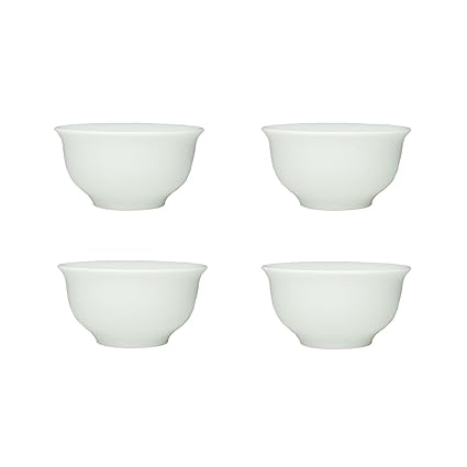 Liang baobao Chinese Traditional Tea Tasting Cup Set of 4, 1.6oz White Porcelain Mini Cups for Gongfu Tea Ceremony (White)