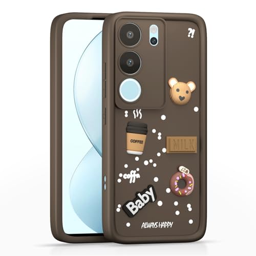 Image of Pikkme Back Cover for Vivo V29 5G / V29 Pro 5G | Cute Fun Cartoon 3D Bear Silicone Full Body Protection Bumper Cover (Brown)