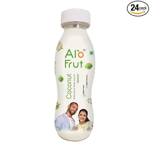 AloFrut Tender Coconut Water 200ml (Pack of 24) | Rich Source of Potassium | Natural Source of 5 Essential Electrolytes | No Added Sugar, Artificial Flavour & Colour | Zero Fat & Cholesterol |