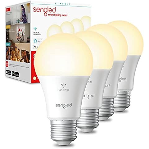 Sengled Alexa, WiFi, Smart Light Bulbs that Work with Alexa & Google Assistant,A19 Soft White(2700K)No Hub Required,800LM 60W Equivalent HighCRI)90,4Count(Pack of 1) Cover