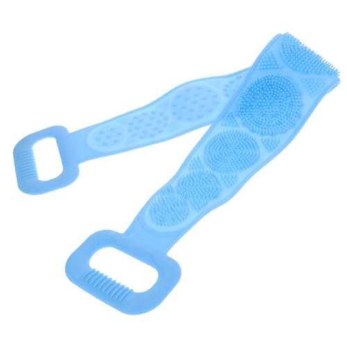 LIFKOME Silicone Back Scrubber for Bath Dual Sided with Soft and Stiff Bristles Blue Exfoliating Towel for Healthy Skin Removes Dead Skin and Increases Lather